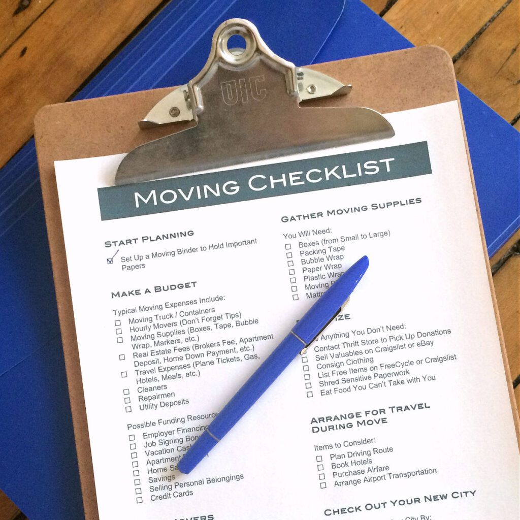 Making a checklist before your next move